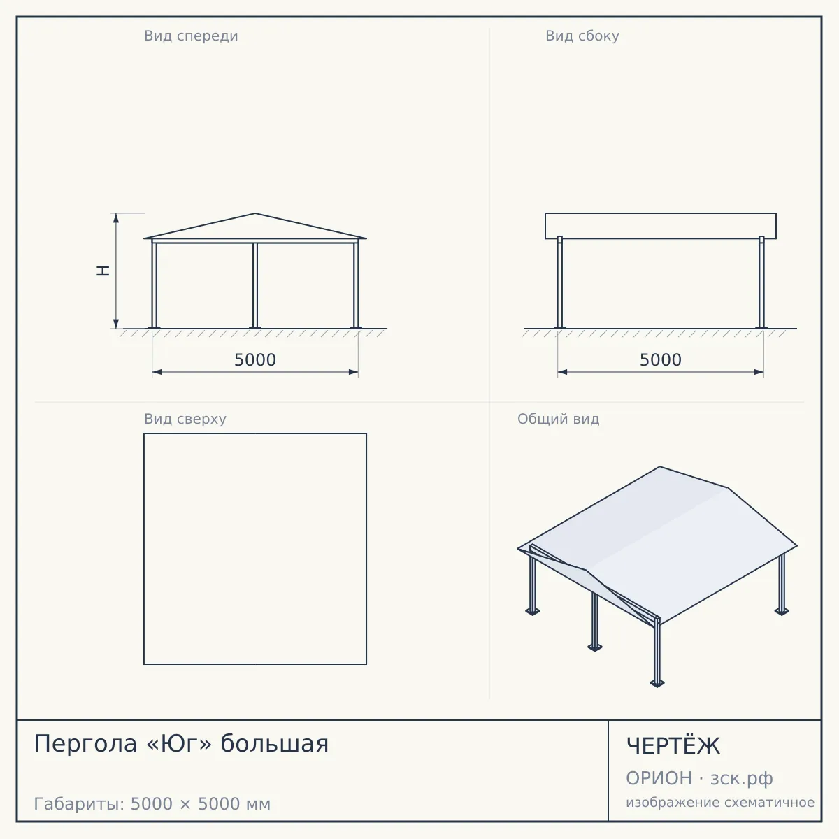 Пергола «Юг» большая — чертёж